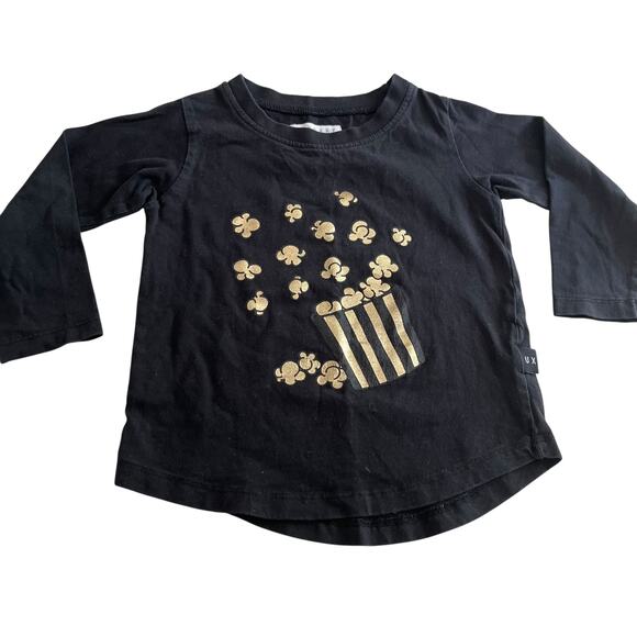 Huxbaby Other - Huxbaby Boys Black Gold Popcorn Long Sleeve Organic Cotton T-shirt size 2